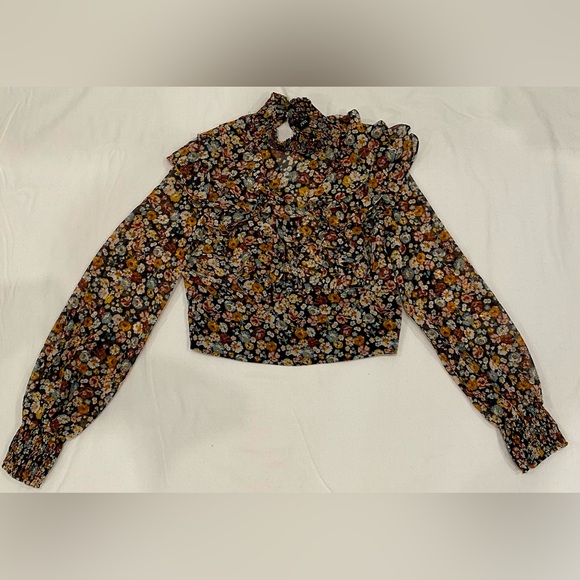 Zara Tops - Floral Ruffle crop top ZARA